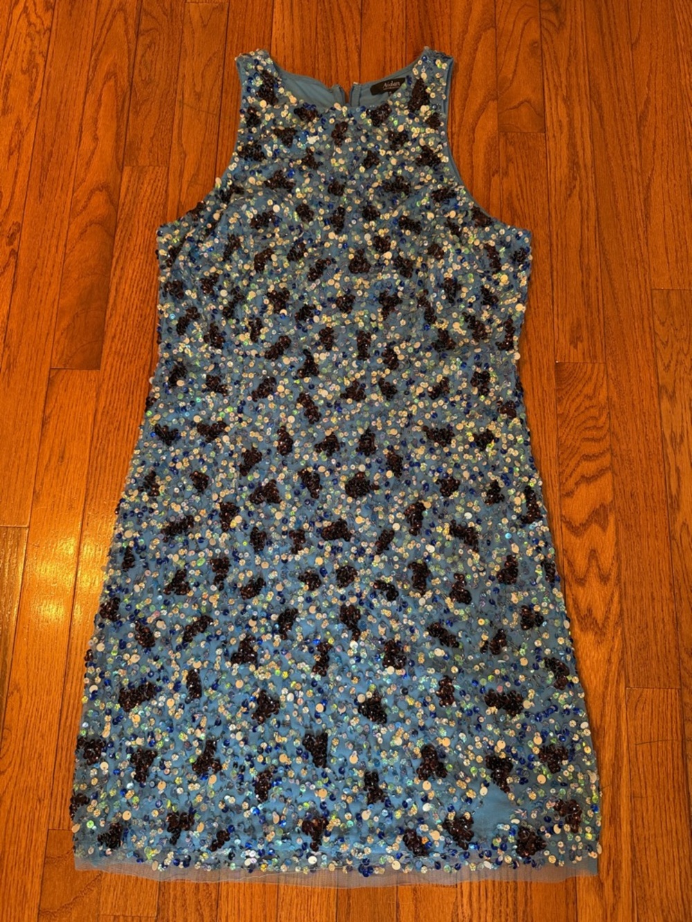 Aidan by Aidan Mattox Blue Sequin Sheath Mini Dress